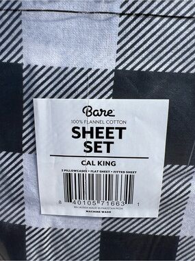 Bare Home | Cal King Black & White Flannel Sheet Set